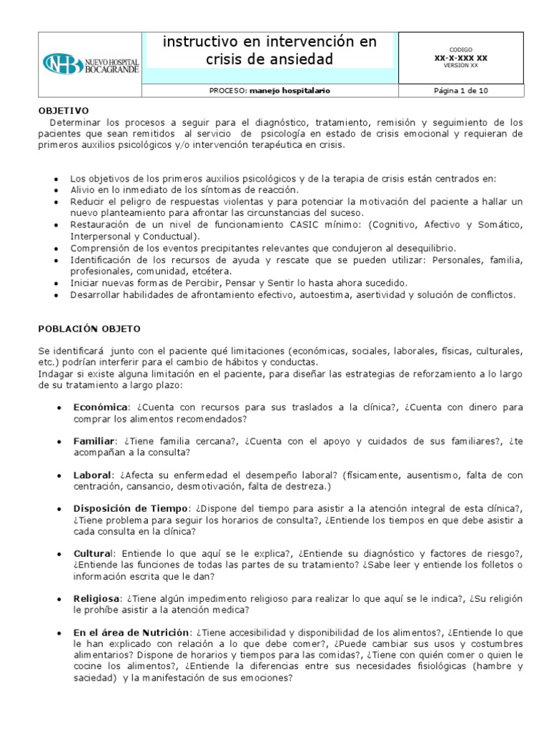 Intervención en Crisis de Ansiedad | PDF | Ansiedad | Las emociones