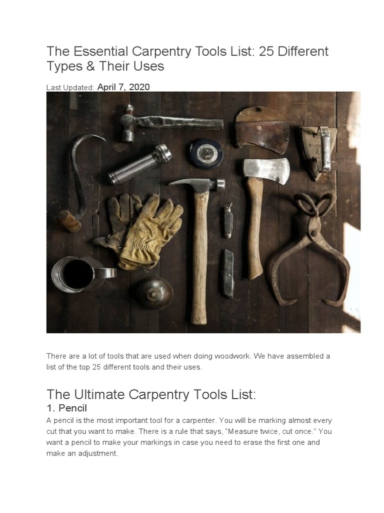 The Essential Carpentry Tools List PDF Personal Protective