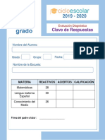 Examen Diagnostico Segundo Grado 2019-2020-Respuestas