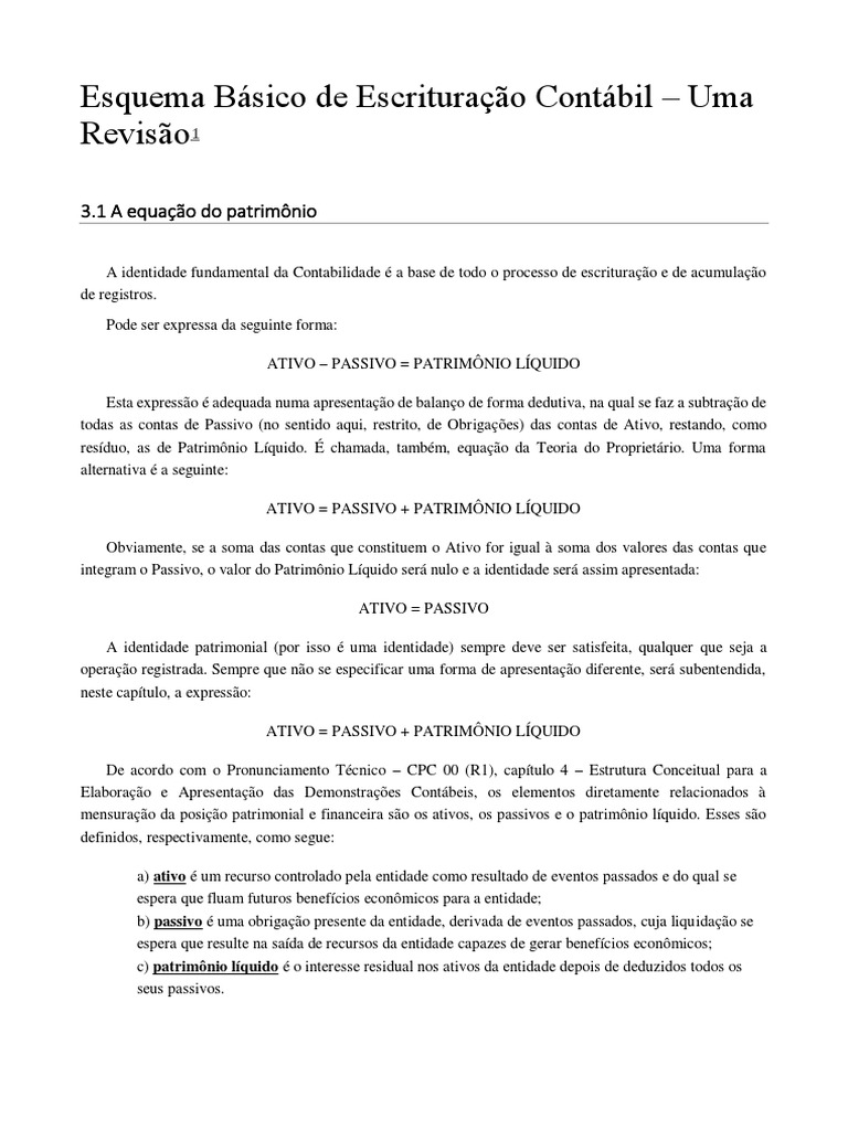 Cap 3 Esquema Básico de Escrituração Contábil | PDF | Capital próprio ...