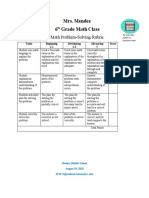 Problem Solving Math Rubric