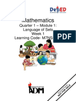 Mathematics: Quarter 1 - Module 1: Language of Sets Week 1 Learning Code-M7NS - Ia-1