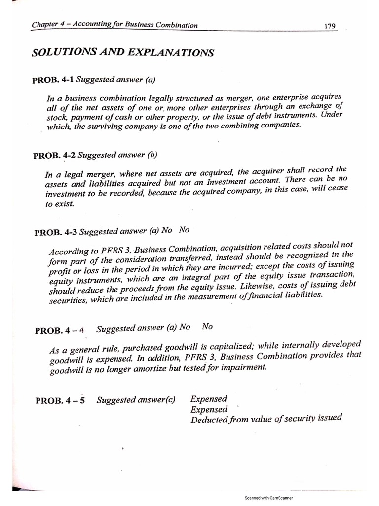 Business Combination Answer Key PDF PDF