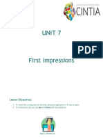 UNIT 7 - First Impressions