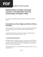 Mathematics of Deep Learning: Lecture 1-Introduction and The Universality of Depth 1 Nets