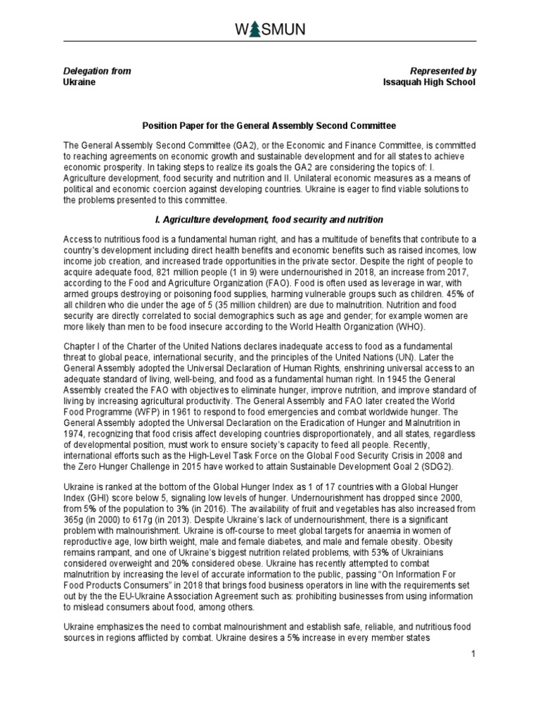 Ukraine's Position on Food Security and Sanctions | PDF | Hunger ...