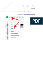 Social Media Content Calendar (To Use The Template, Click The - File - Tab and Select - Make A Copy... - )