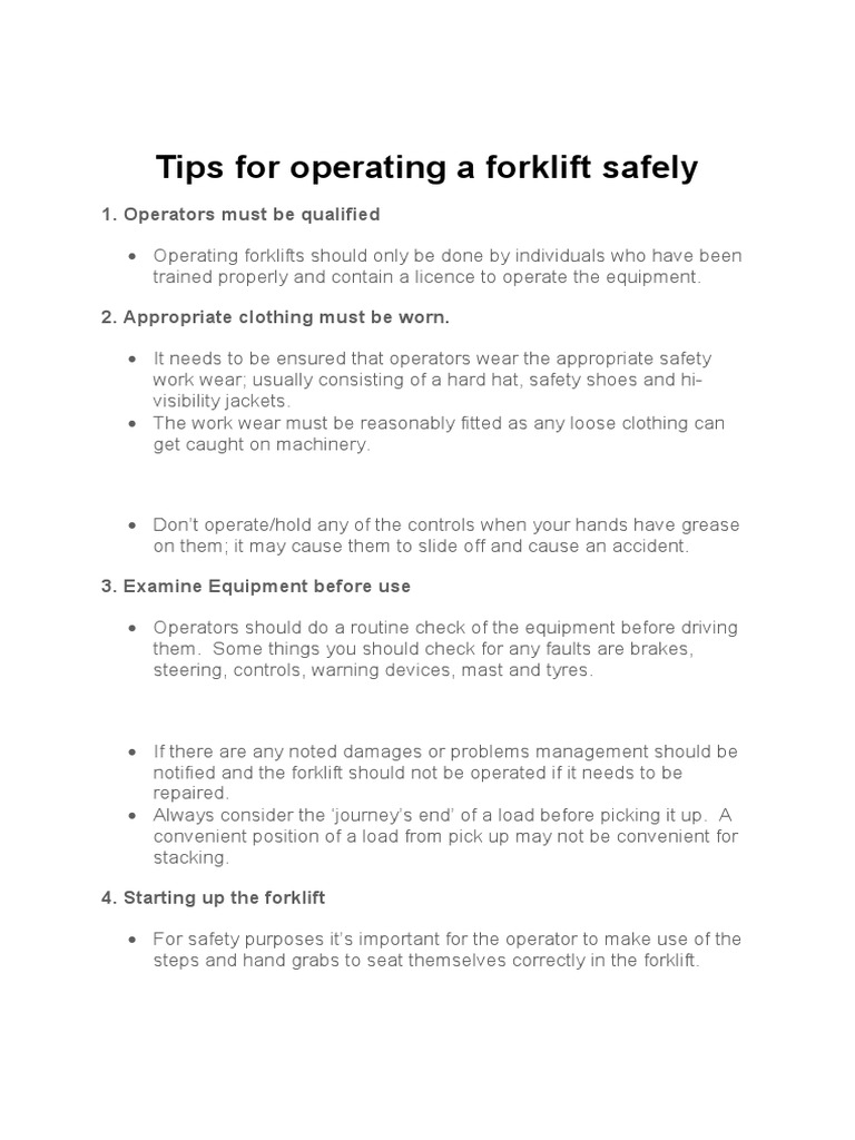 Essential Forklift Safety Tips | PDF | Forklift | Transportation ...