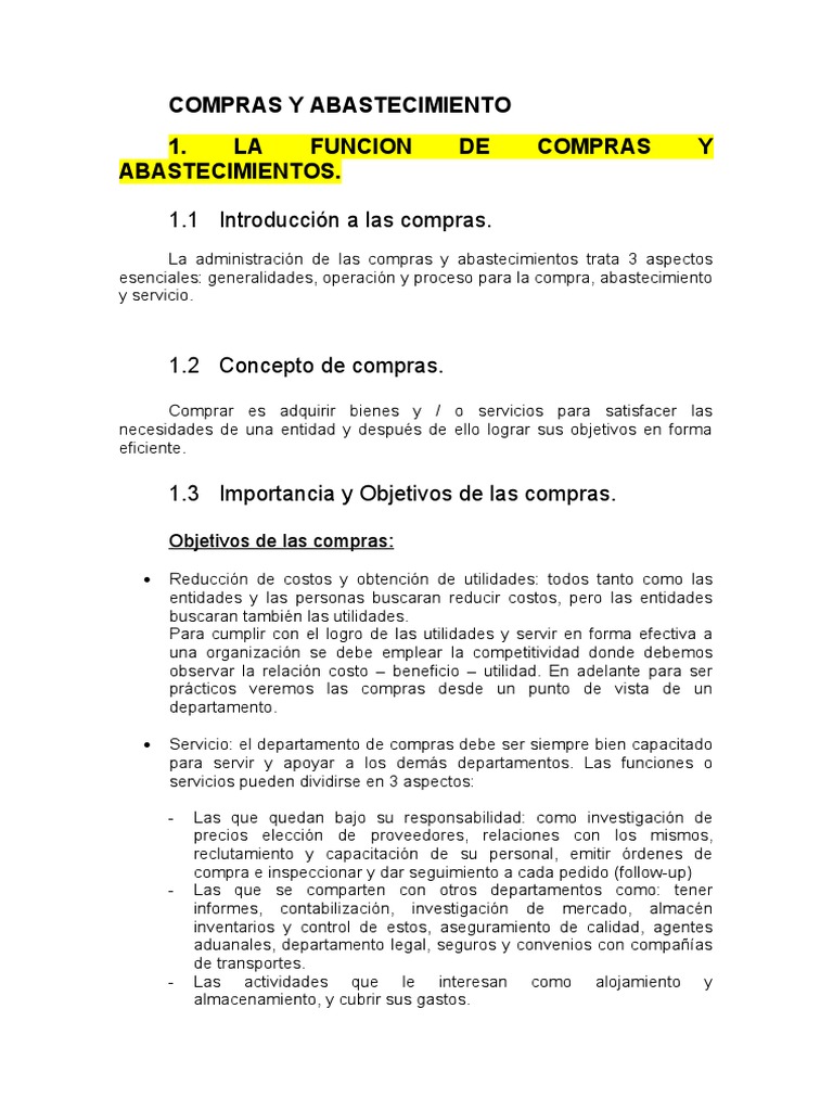 Tipos de Compras y Abastecimientos | PDF | Calidad (comercial ...