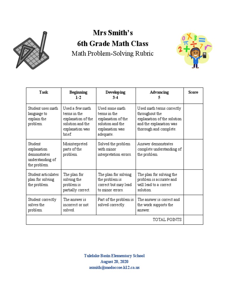 Math Rubric1 1 | PDF | Teaching Methods & Materials