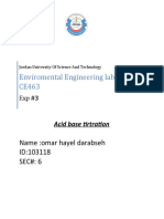 Enviromental Engineering Lab CE463: Name:omar Hayel Darabseh ID:103118 SEC#: 6