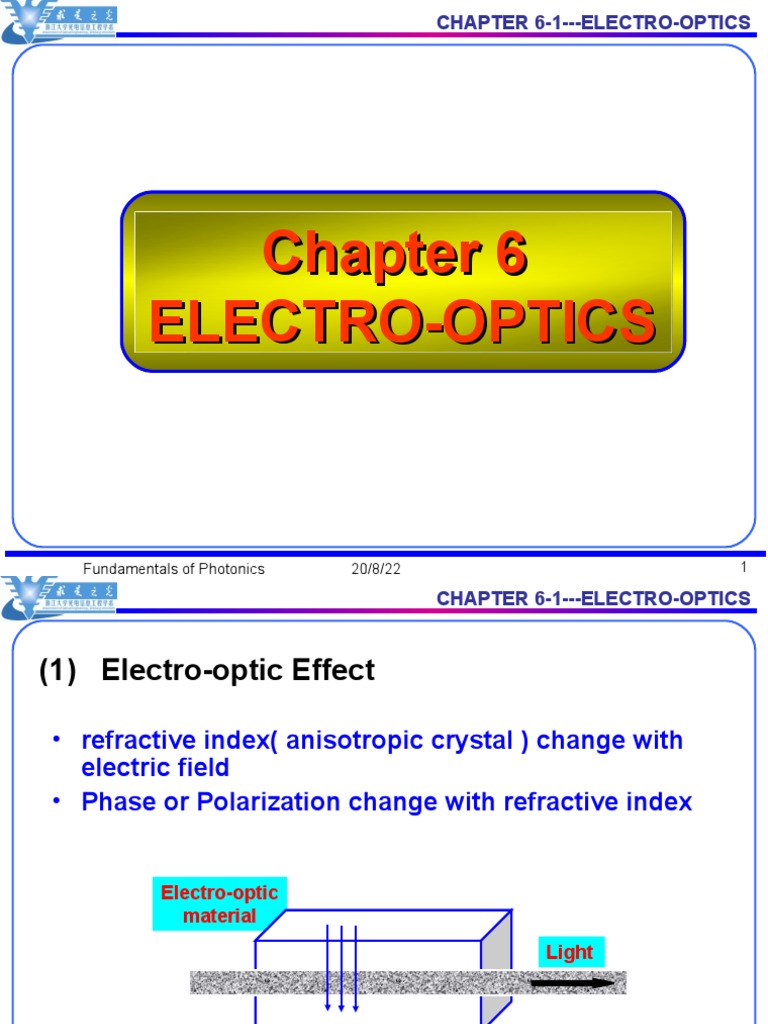 Electro-Optics: Pockels and Kerr Effects | PDF | Liquid Crystal ...