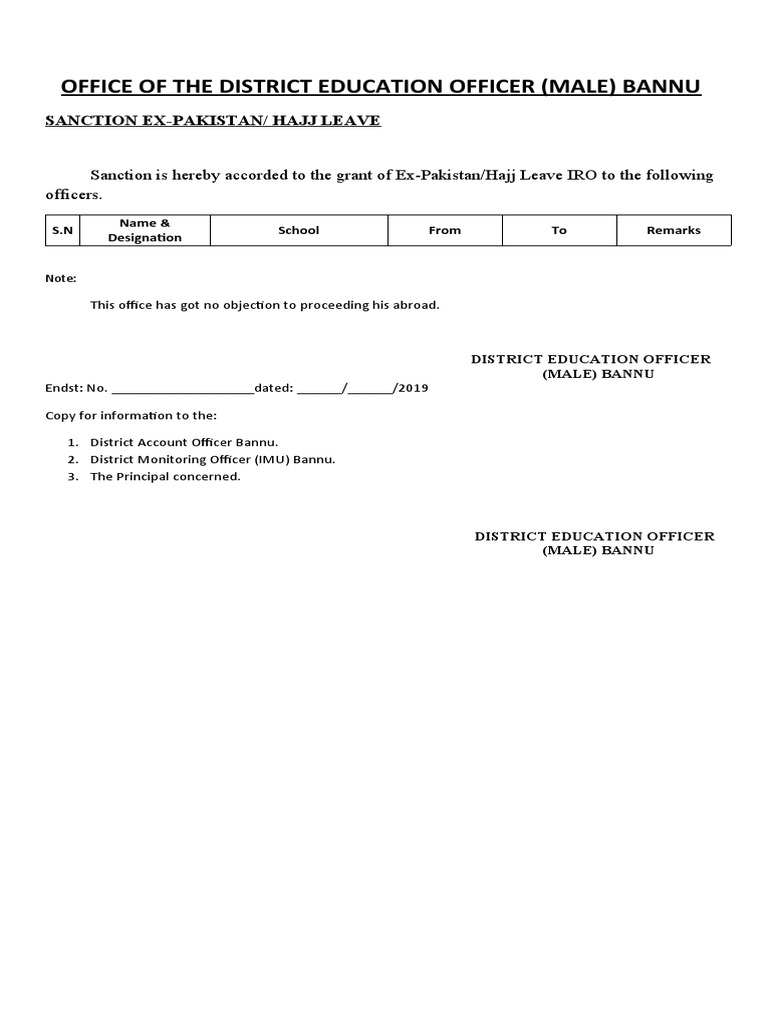 Office of The District Education Officer (Male) Bannu PDF