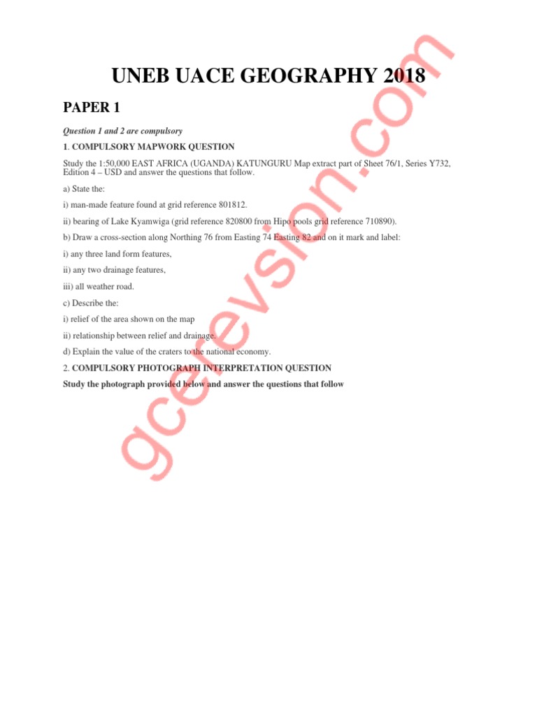 Uneb Uace Geography 2018 Pdf Map Earth Sciences