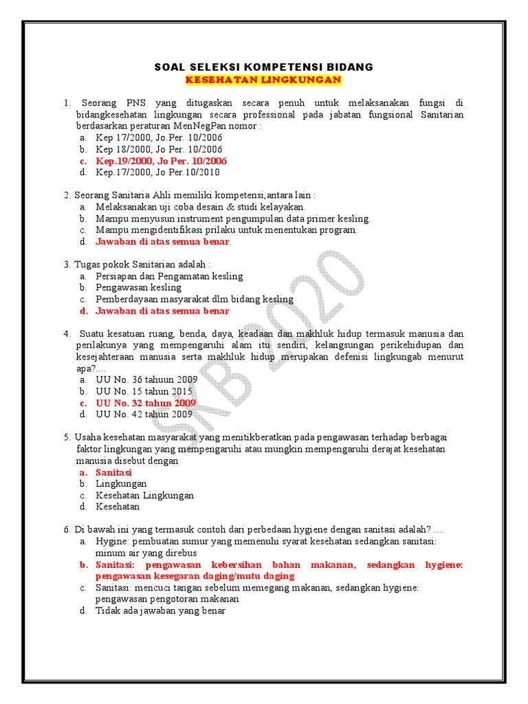 Soal Skb Kesehatan Lingkungan