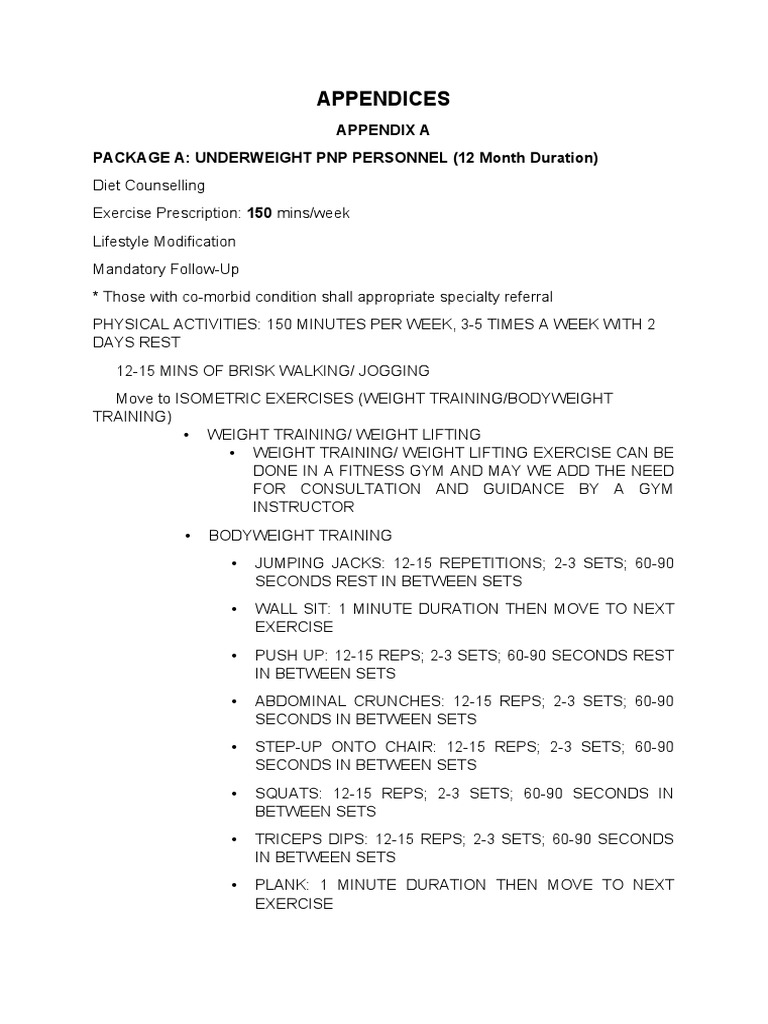 PNP Personnel Exercise & Diet Plans | PDF | Weight Training | Sports