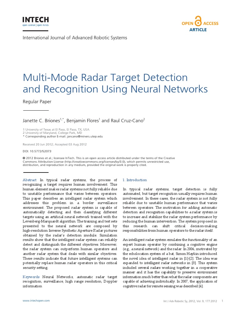 Multi-Mode Radar Target Detection and Recognition Using Neural Networks