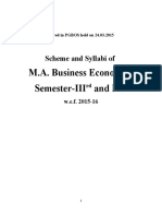 M.A. Business Economics Semester-III and IV: Scheme and Syllabi of