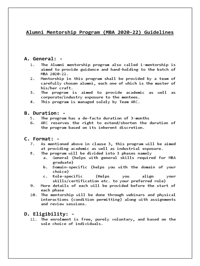 Mentorship Guidelines PDF Download Free PDF Mentorship Government