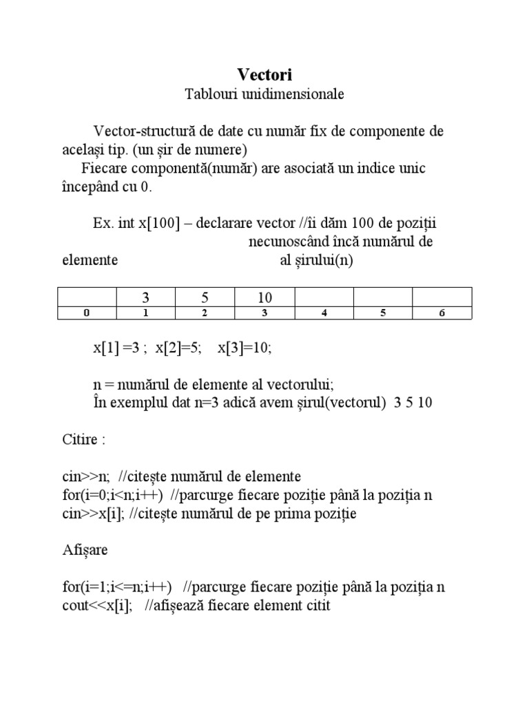 Lectie C++-Vectori | PDF