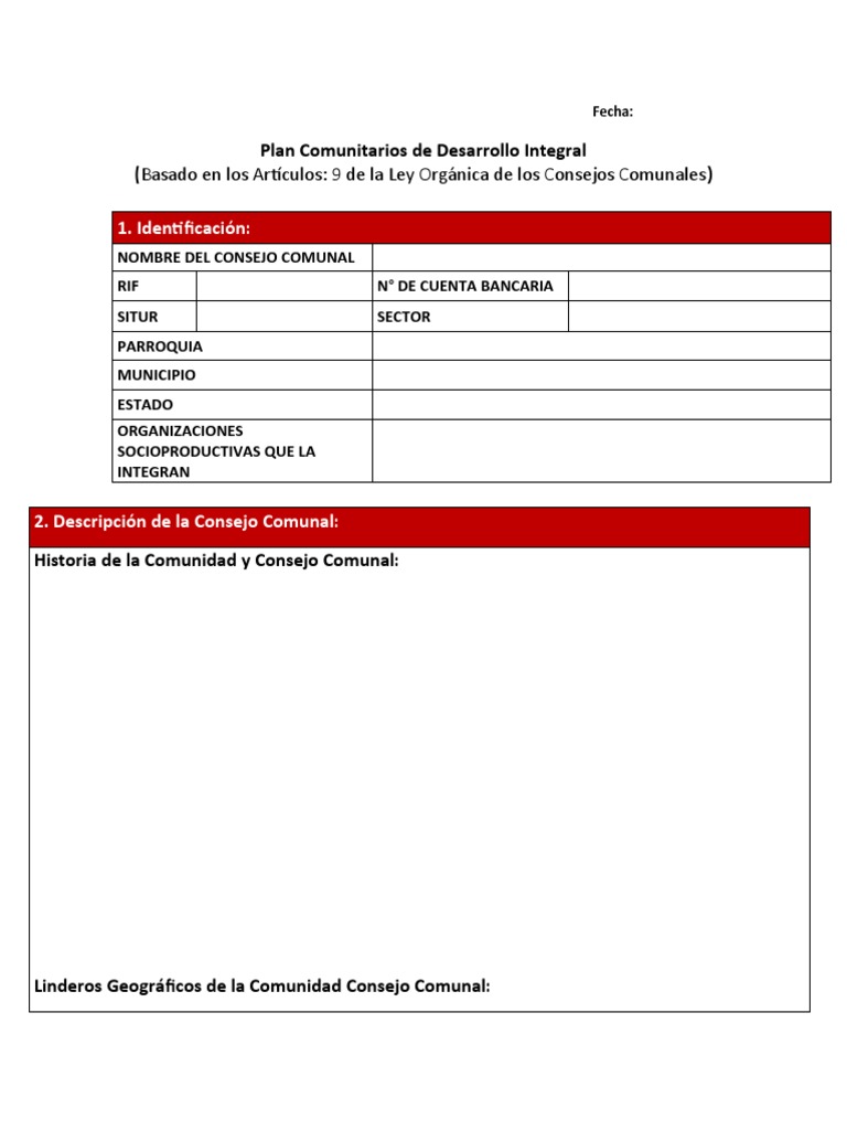 Plan de Desarrollo del Consejo Comunal | PDF