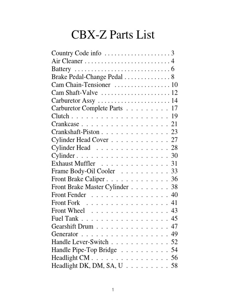CBXZ Parts List PDF PDF Machines Mechanical Engineering