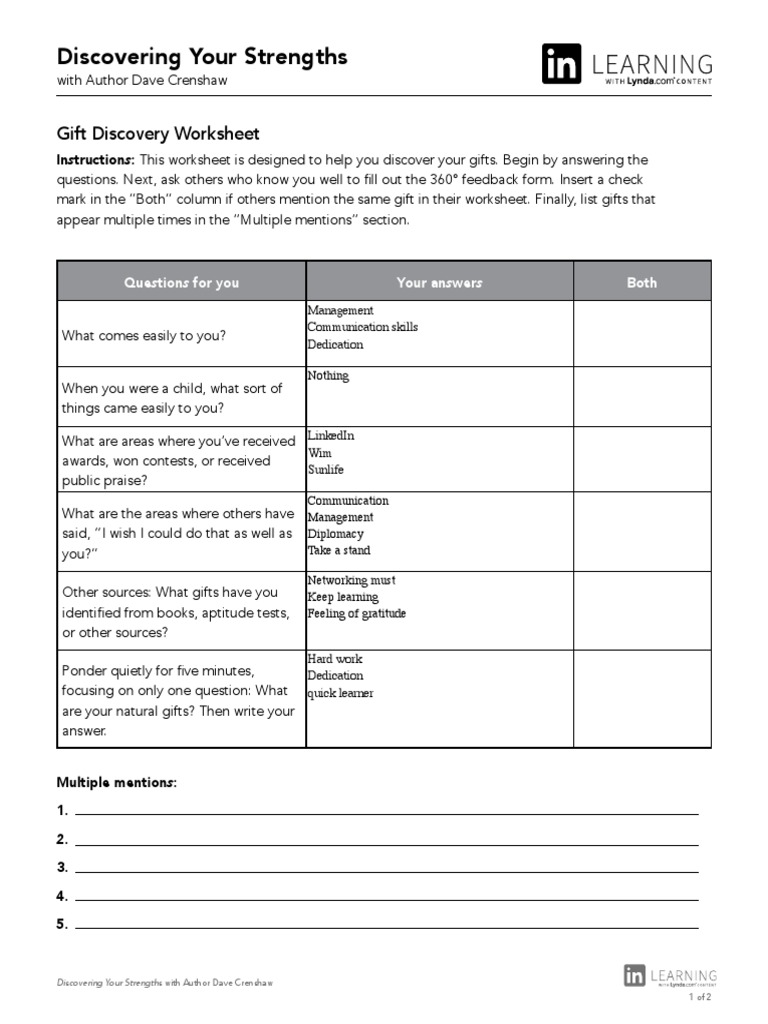 Gift Discovery Worksheet Guide | PDF | Education Theory | Teaching