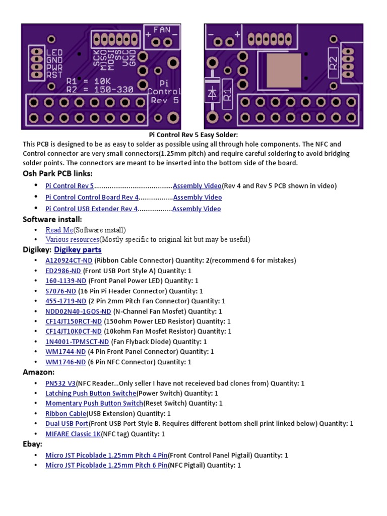 Osh Park PCB Links:: Digikey Parts | PDF | Printed Circuit Board | Usb