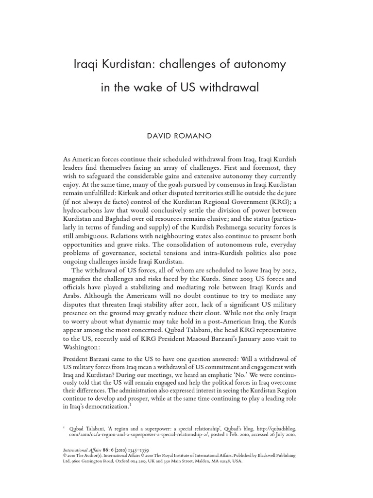 Iraqi Kurdistan Challenges of Autonomy | PDF | Iraqi Kurdistan | World ...