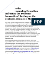 How Does The Entrepreneurship Education Influence The Students' Innovation? Testing On The Multiple Mediation Mod