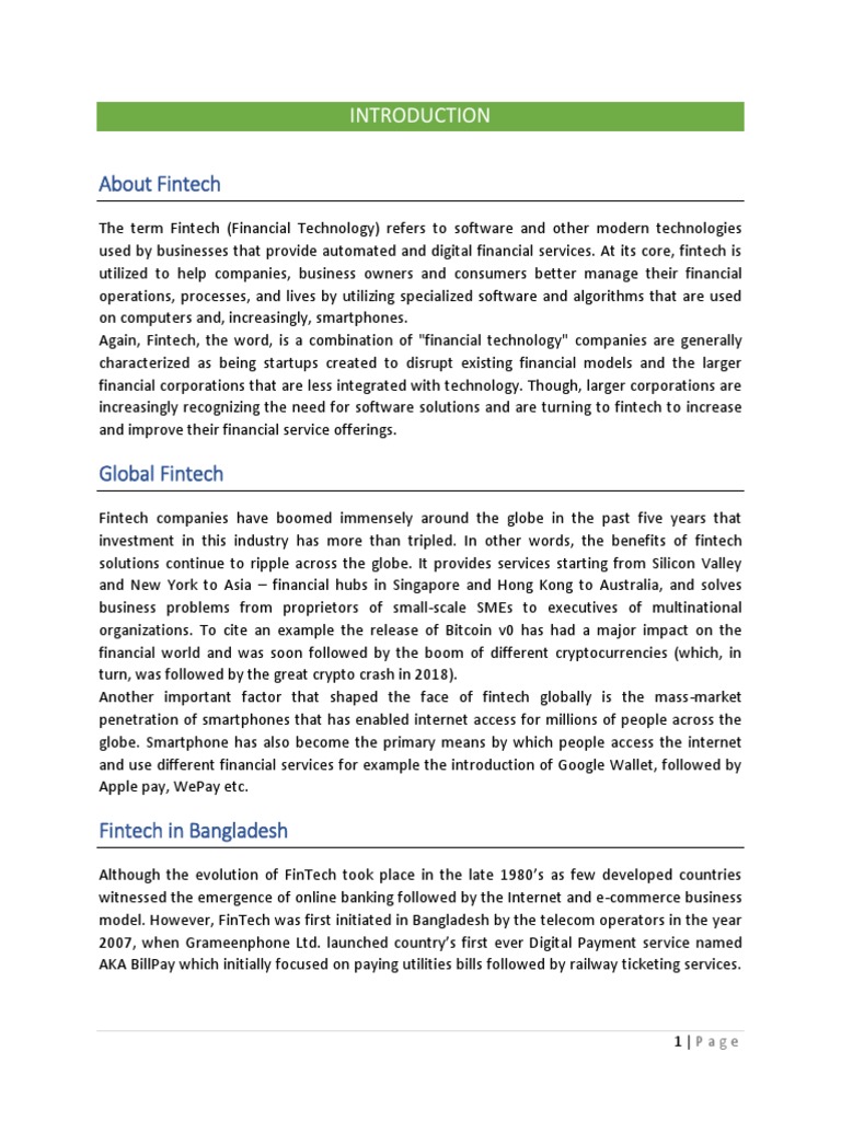 Future of Fintech in Bangladesh | PDF | Financial Technology | Finance ...