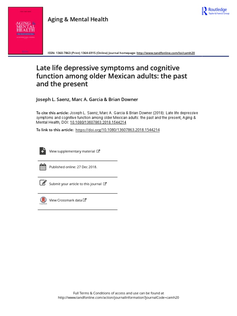 2018 - Late Life Depressive Symptoms and Cognitive Function Among Older ...