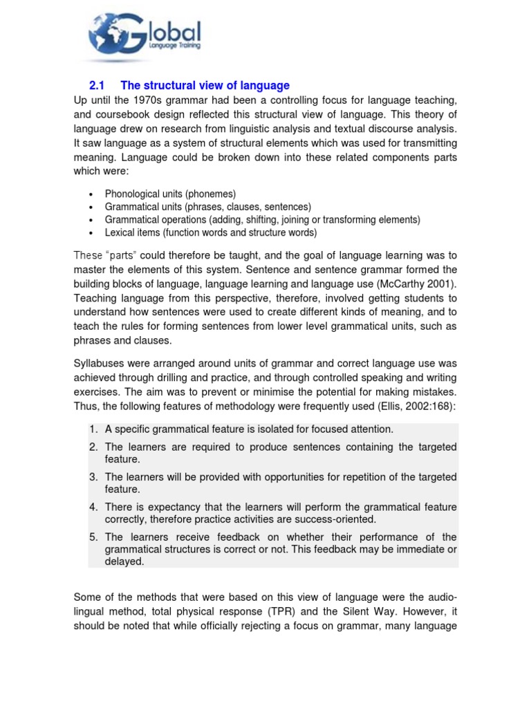 Structural Approaches in Language Teaching | PDF | Grammar | Language ...