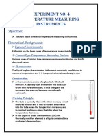 Experiment No. 4 Temperature Measuring Instruments: Objectives