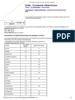 Permittivité de Quelques Isolants - Constante Diélectrique