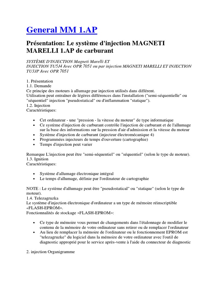 Magneti Marelli 1ap, PDF, Injection (moteur)