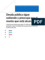 Deuda pública sigue subiendo y preocupa por el monto que está alcanzando