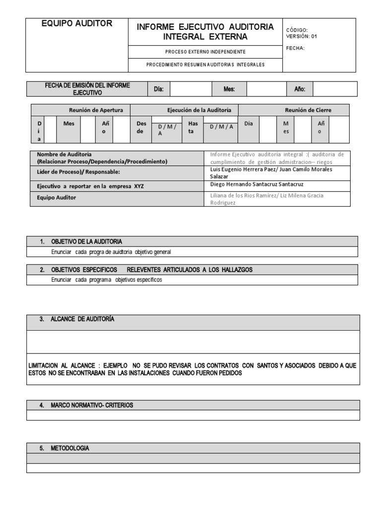Informe Ejecutivo de Auditoría Integral | PDF | Auditoría | Business