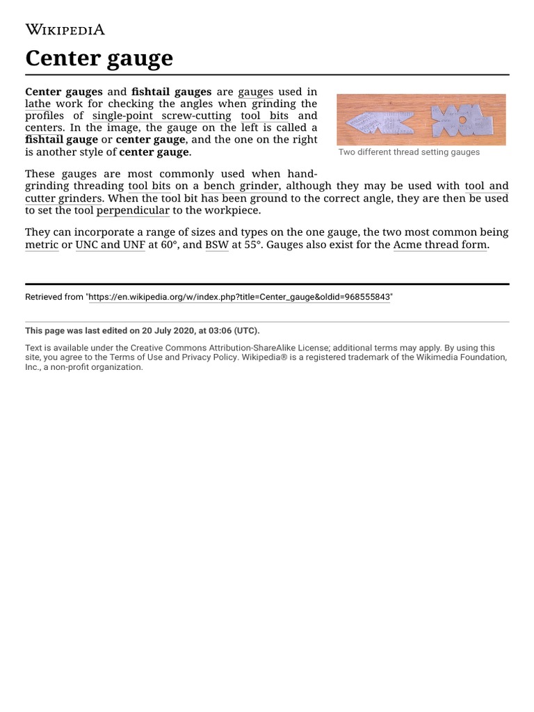 Center Gauge Center Gauges and Fishtail Gauges Are Gauges Used in PDF