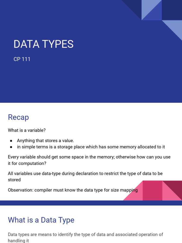 C++ Data Types Overview | PDF | Data Type | Parameter (Computer ...