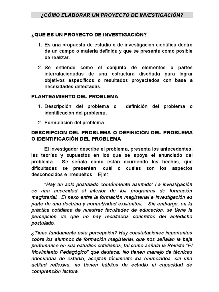 Guía para Elaborar Proyectos de Investigación | PDF | Hipótesis | Teoría