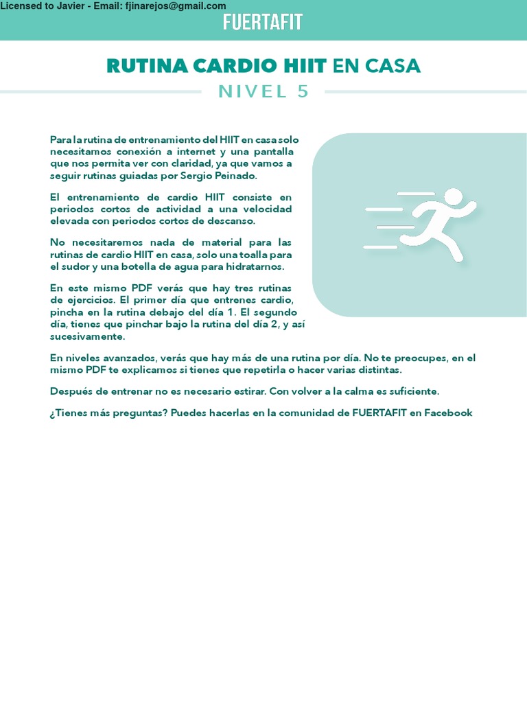 PDF FUERTAFIT - CARDIO HIIT CASA Nivel 5 | PDF