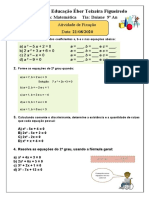 9º ano - Equação 2º Grau