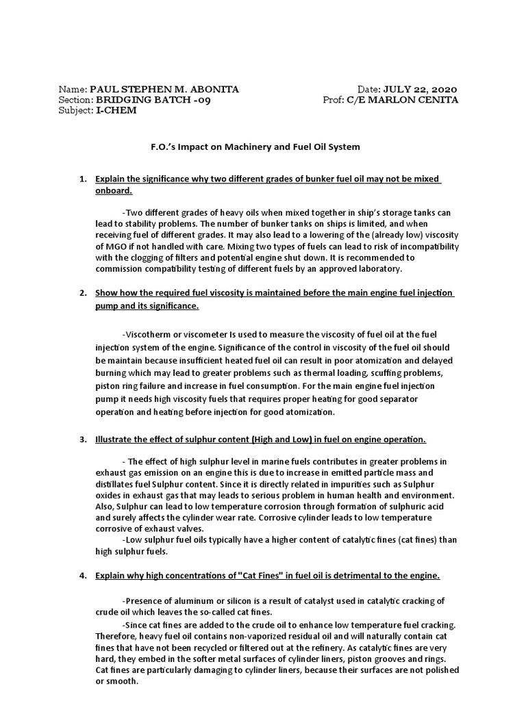 FUEL OIL Projects PDF Fuel Oil Diesel Engine