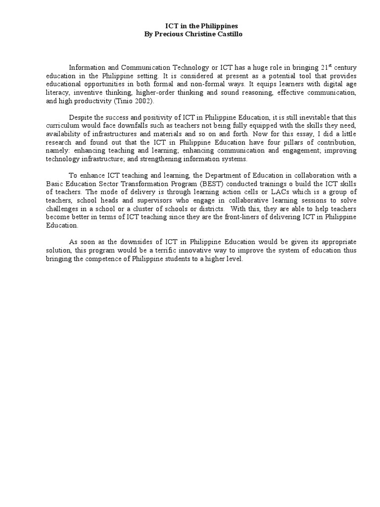 ICT in The Philippines by Precious Christine Castillo | PDF