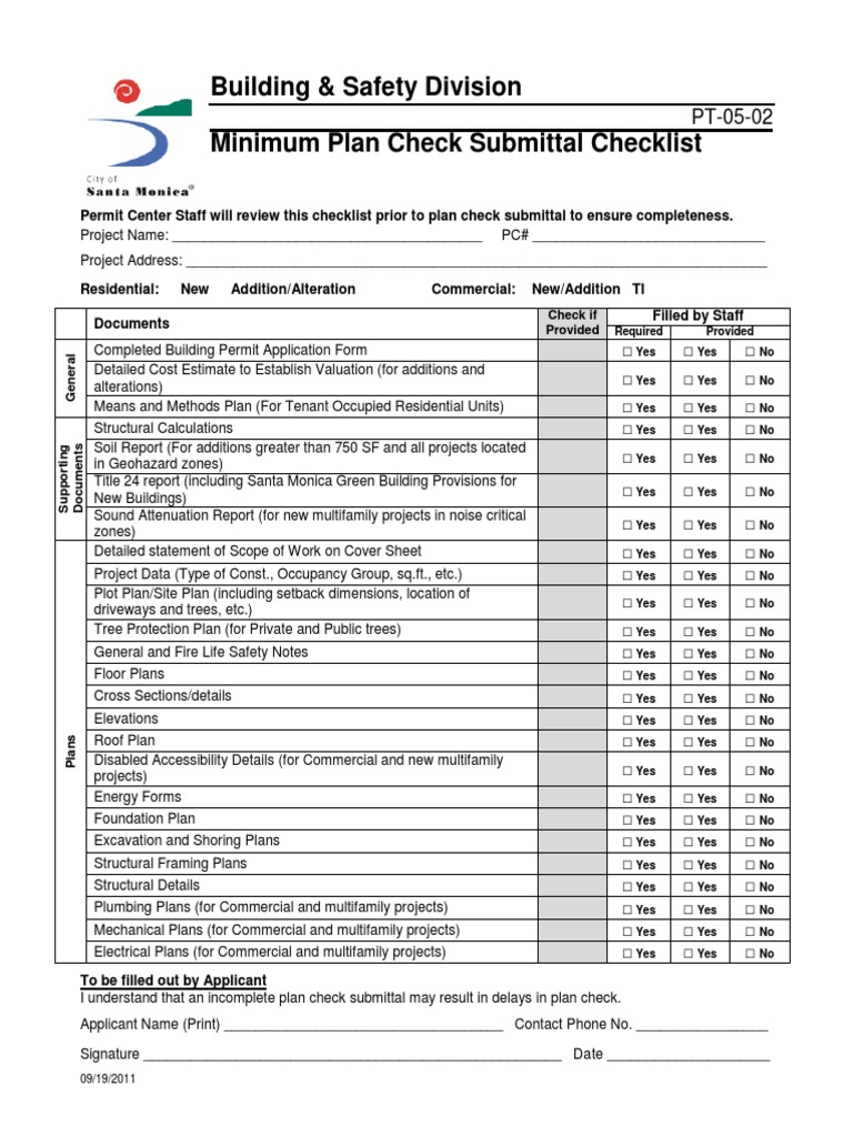 Minimum Plan Check Checklist Guide | PDF | Economic Sectors | Nature
