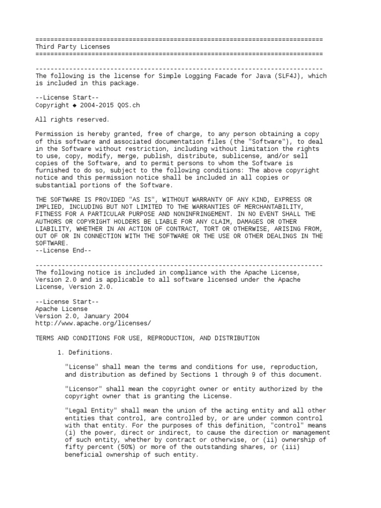 Third Party Licenses | Download Free PDF | Derivative Work | License