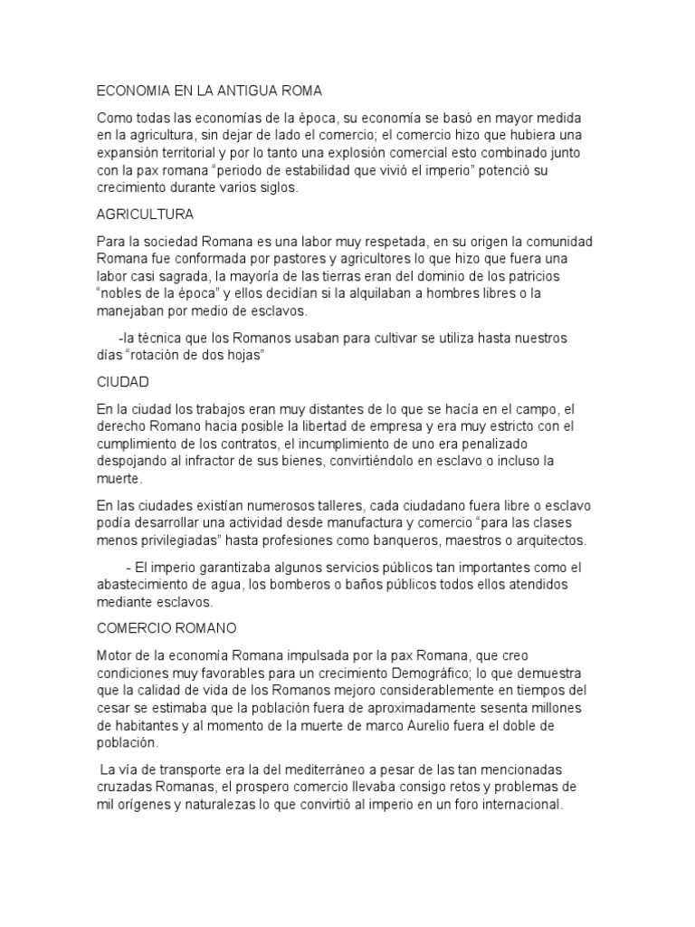 Economia en La Antigua Roma | PDF | Roma antigua | imperio Romano