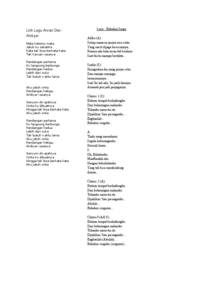Lirik Lagu Arvian Dwi Pdf