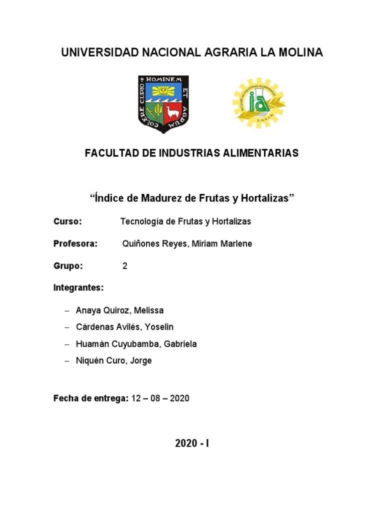 2° Informe Índice de Madurez de Frutas y Hortalizas 1 PDF Valoración Química